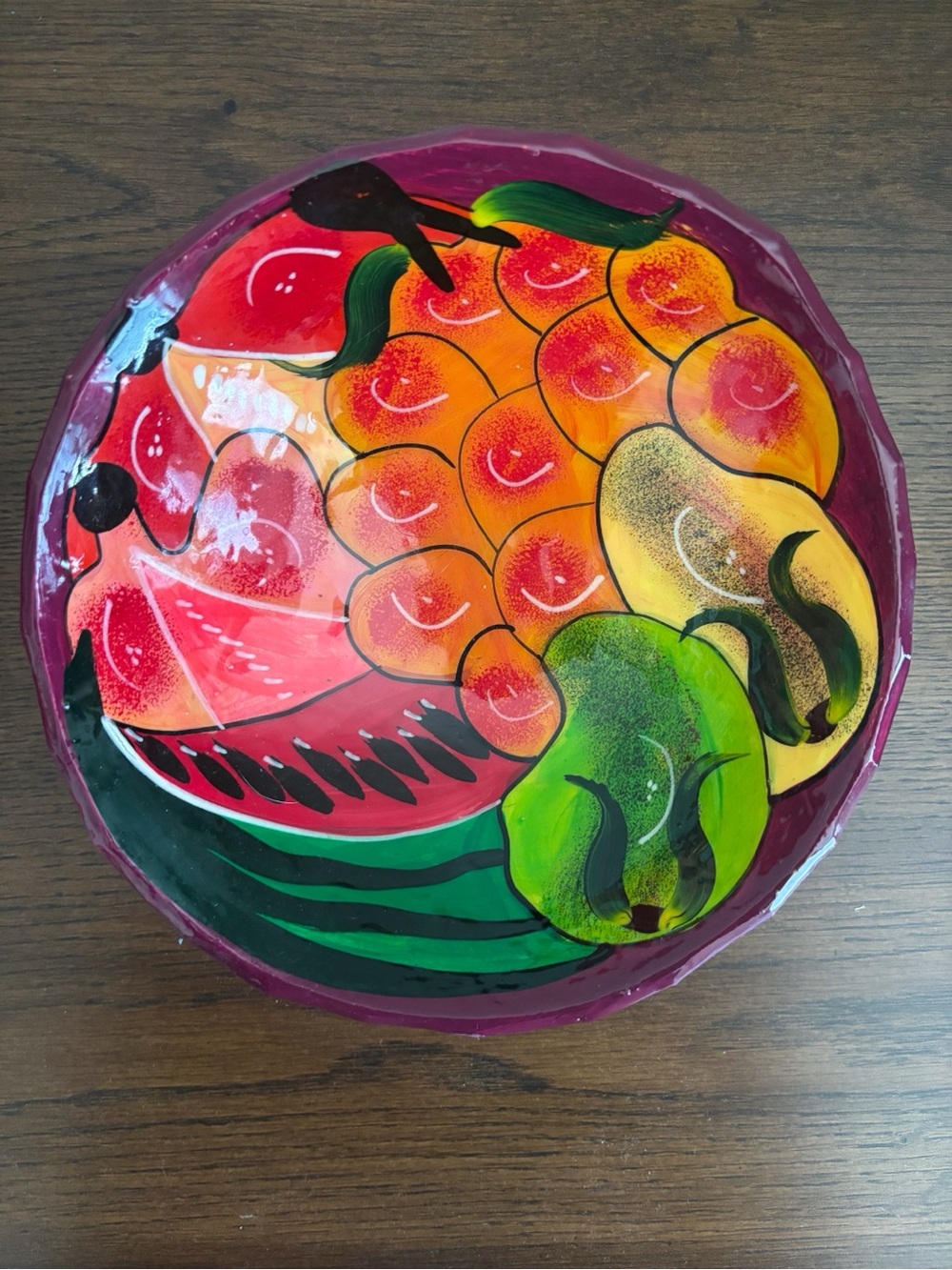 Vintage Mexican Hand Painted Footed Fruit Bowl 8" Talavera Style